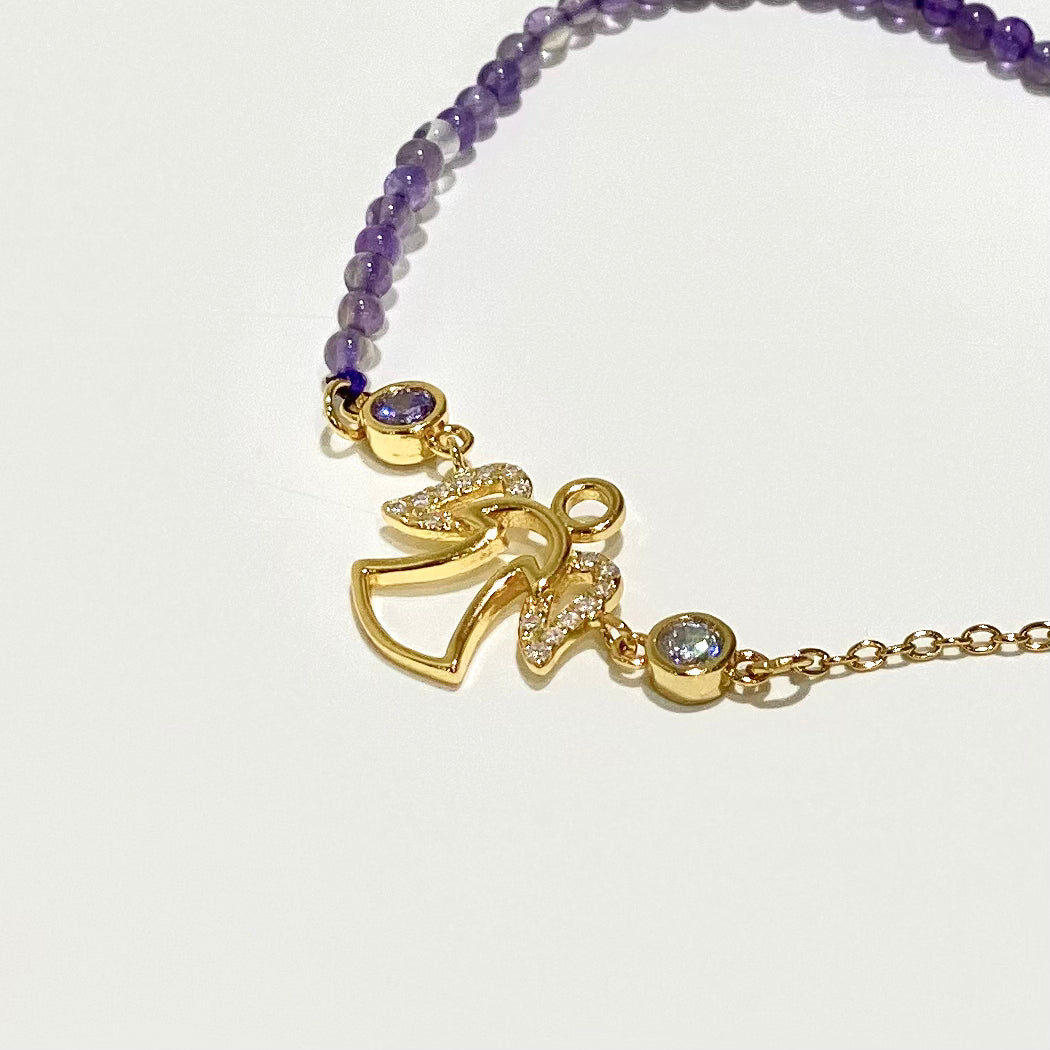 Angel Symbol Amethyst Bracelet