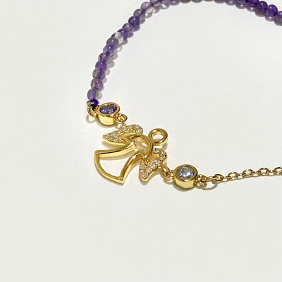 Angel Symbol Amethyst Bracelet