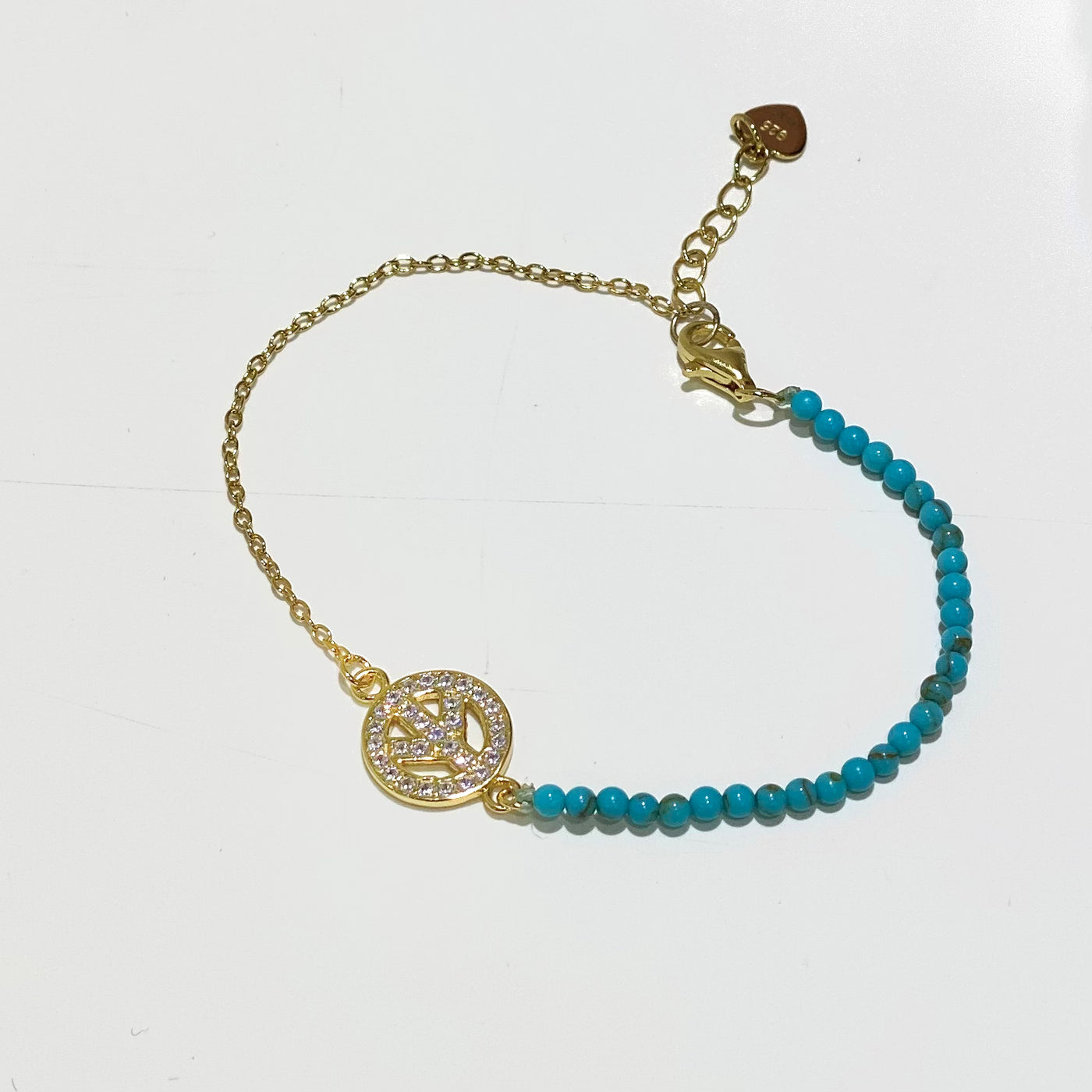 Peace Symbol Turquoise Bracelet