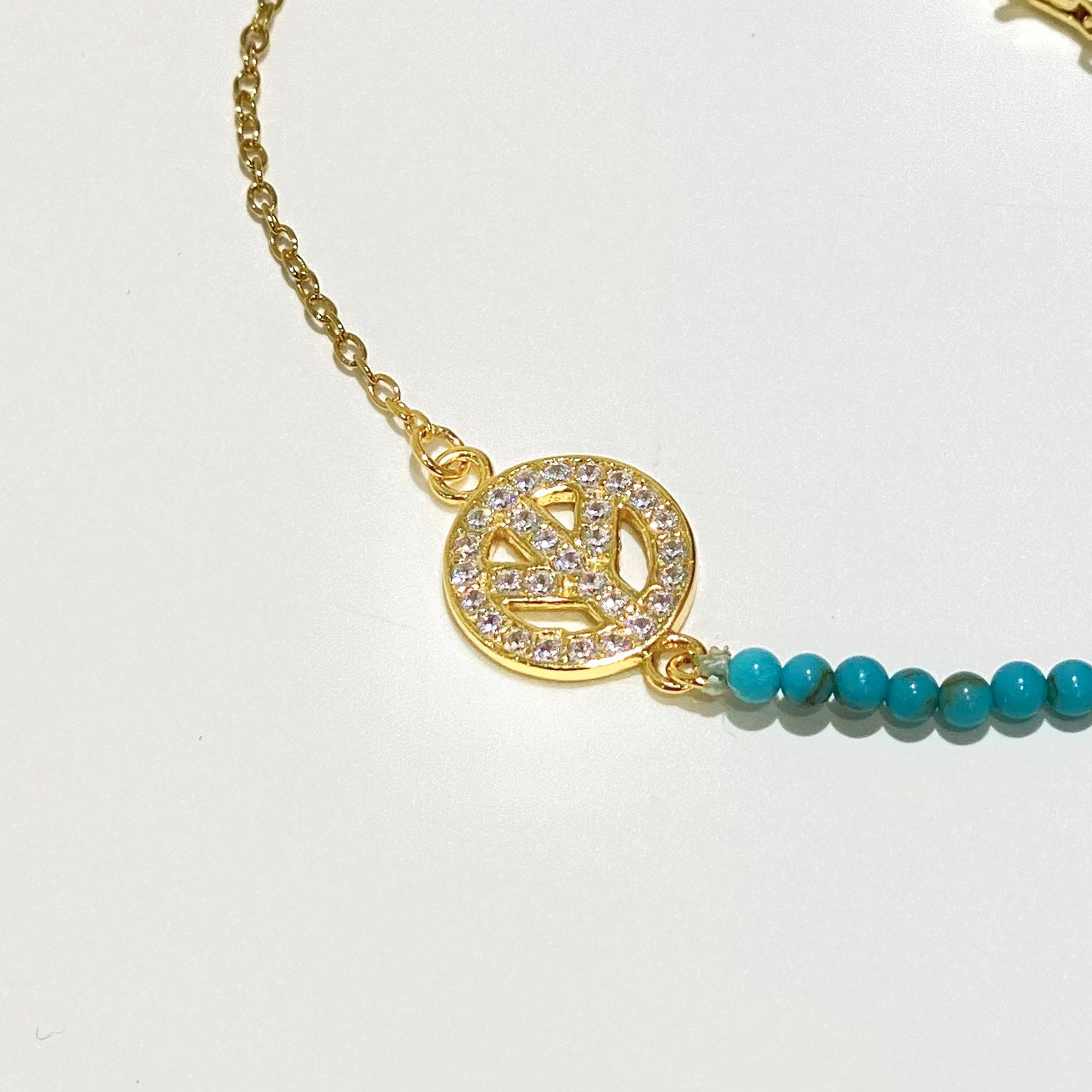 Peace Symbol Turquoise Bracelet
