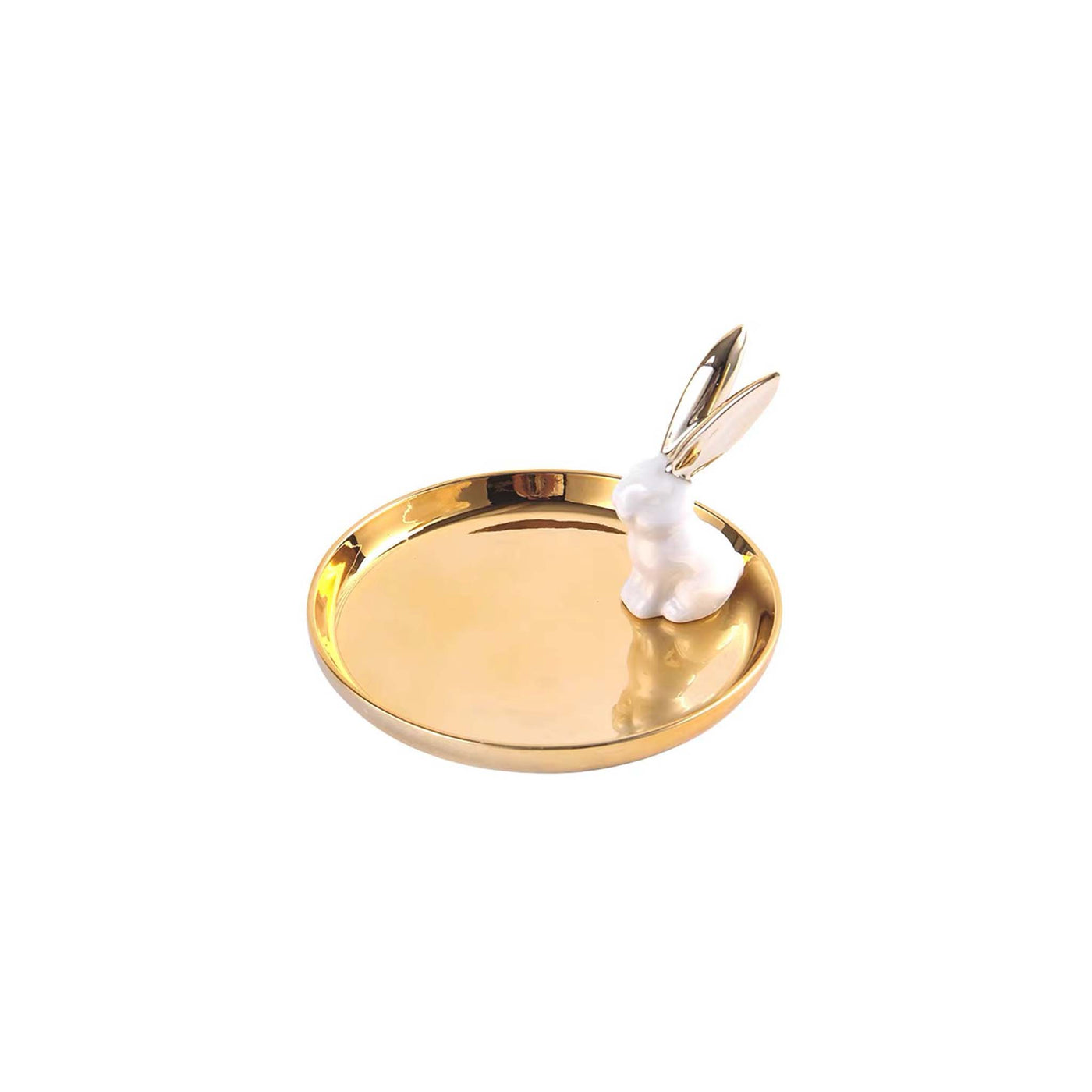 Golden Ear Bonnie Design Ceramic Storage Tray -Gold