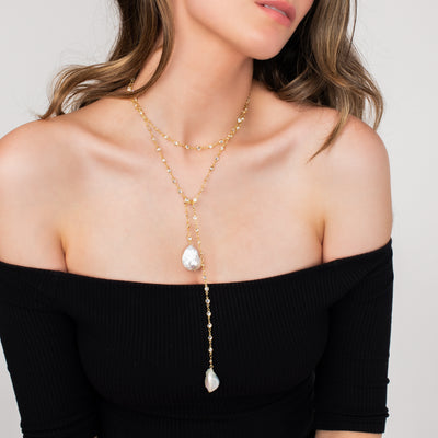 Eva Pearl Sweater Necklace | Angela Jewellery Australia