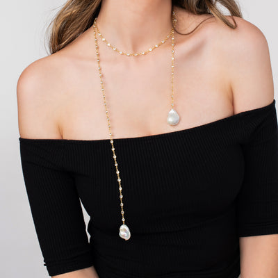 Eva Pearl Sweater Necklace | Angela Jewellery Australia