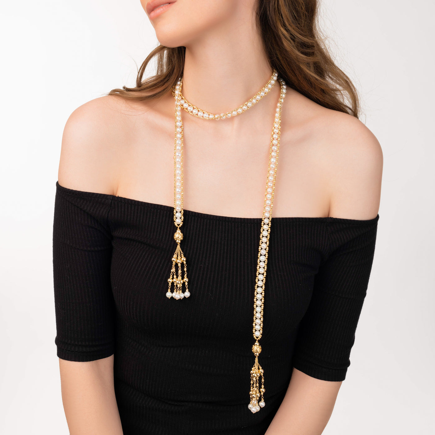 Retro Pearl Sweater Necklace | Angela Jewellery Australia